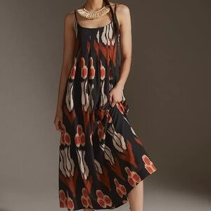 Anthropologie Nikki Ikat Pleated Boho Maxi Dress‎ - small